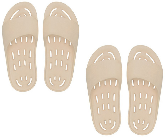 까발로 문에안걸리는 남녀공용 욕실화 물빠짐 경량 EVA 화장실슬리퍼 CA008 1+1, 2개, 베이지