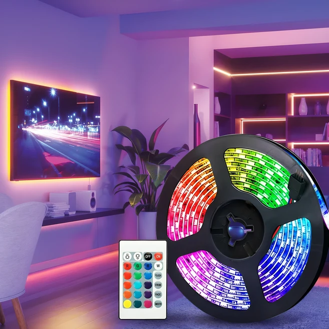 루아즈 LED 간접 줄조명 네온 스트립 무드등 5m, RGB16색상 - 쿠팡