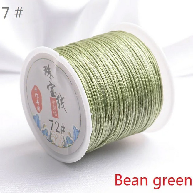 구슬 Rattail 매듭 트림 꼰 m 중국어 0.8mm 쥬얼리 실크 45 만들기 코드 새틴 나일론 코드, bean green ( 7 ), 1개
