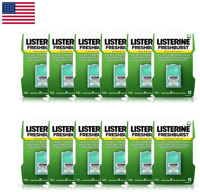 리스테린 포켓팩 프레쉬 버스트 입냄새 제거 구강 필름 24장 12팩