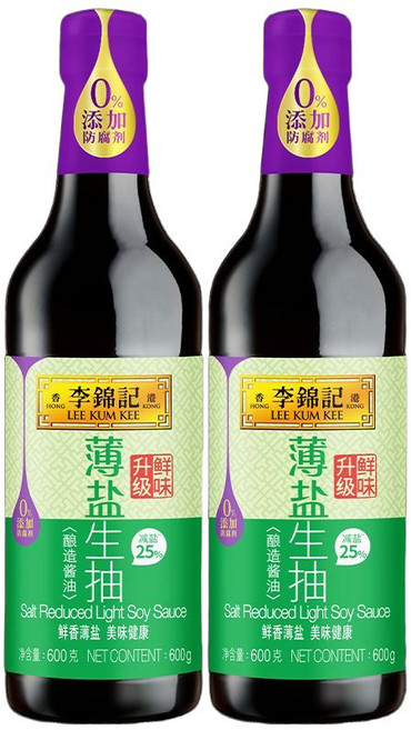 이금기 저염 생추(生抽) 간장 양조간장 원산지 중국, 600g 병 2개, 600g, 1개
