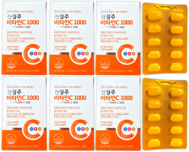 진약사몰 진정주 비타민C1000, 100정, 6박스