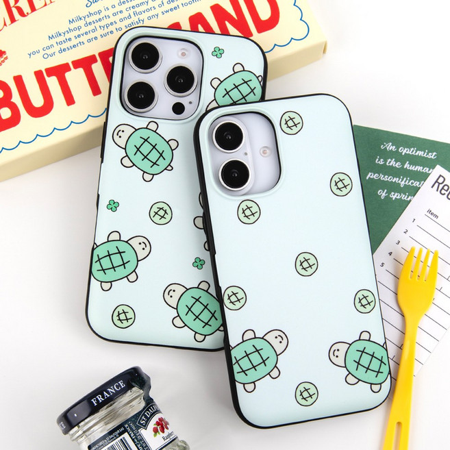 메론빵 거북이 카드2장수납 마그네틱도어 핸드폰 케이스