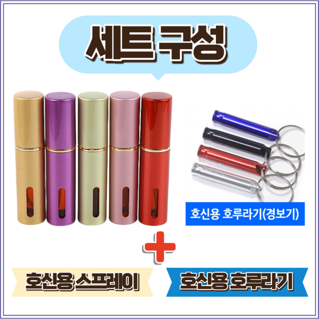 영앤데이 호신용 스프레이+호신용 호루라기 세트 여성호신용 호신용품, 1개