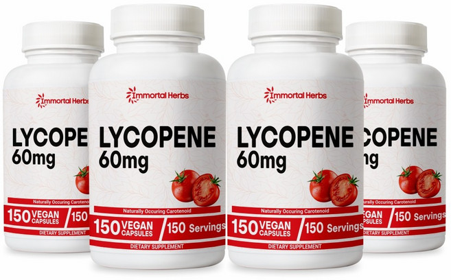 Immortal Herbs 항산화 건강 리코펜 토마토 추출물 60mg 이중 농도 한 보충제, 4개, 150정