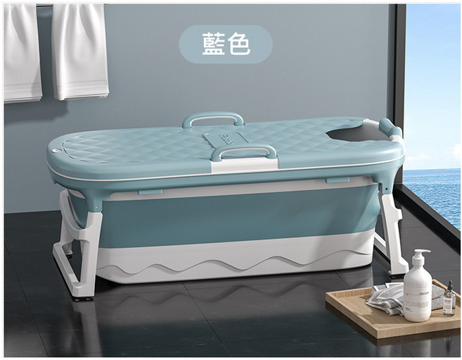 折疊浴缸 加粗加厚支架 蒸泡兩用, 1個, 藍色加大款, 藍色