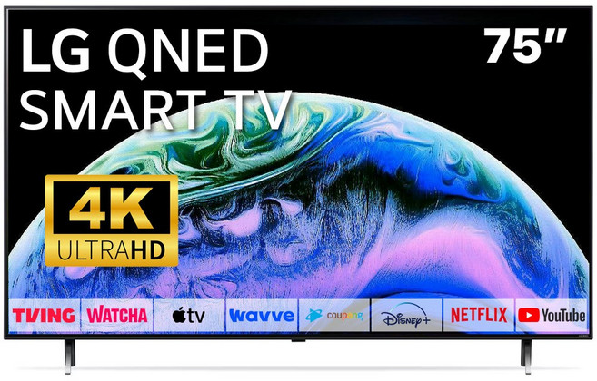 LG 75인치(189cm) TV QNED 4K 스마트 TV 퀀덤닷 75QNED80 LED 미러링 넷플릭스 유튜브, 고객직접설치, 스탠드형, 75인치