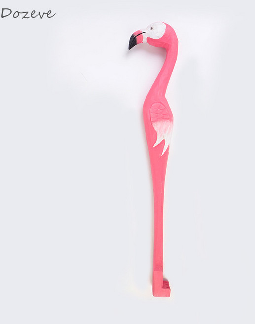 Dozeve 동물형 나무 효자손 큐티 나무 조각 장식품, 홍학