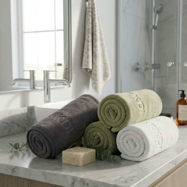 아크디 먼지없는 고급 바스타월 대형, 올리브그린, 2개