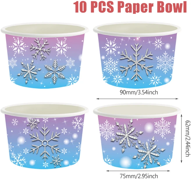 10개입 8온스 일회용 디저트 종이 그릇 아이스크림 컵 뜨겁거나 차가운 음식 용기 축제 생일 파티, 01 22