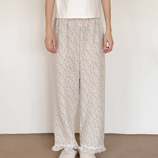 마리끄 여성 플라워 꽃무늬 9부 잠옷 파자마 바지