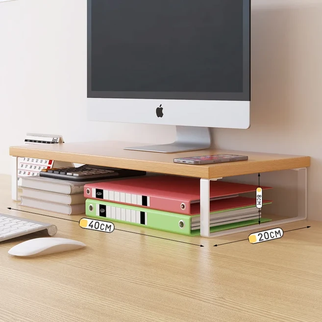 30/40/50cm 디스플레이 높은 기본 브래킷 선반 높이기 데스크탑 컴퓨터 모니터 사무실 스토리지 주최자, 09 wood 40X20X8CM
