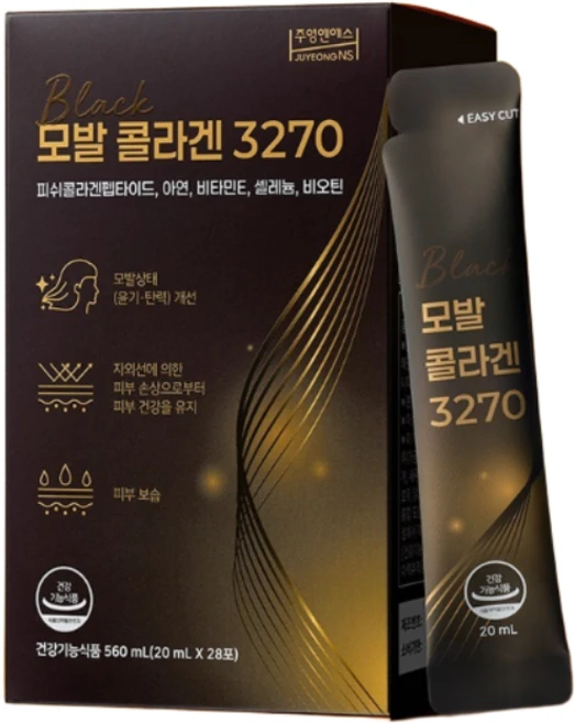 모발 헤어 콜라겐 마시는 액상 스틱 아누카사과 저분자 피쉬콜라겐 펩타이드 비오틴, 28회분, 6세트 - 쿠팡