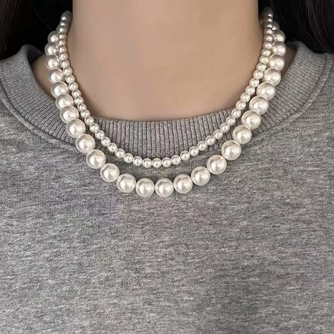 925실버 스와로브스키 진주 포인트 목걸이
