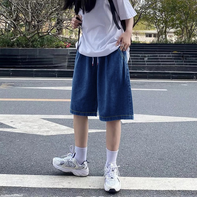 패션파트너 남여공용 데님 청 반바지 버뮤다 와이드 5부 밴딩 팬츠 3color / 3size