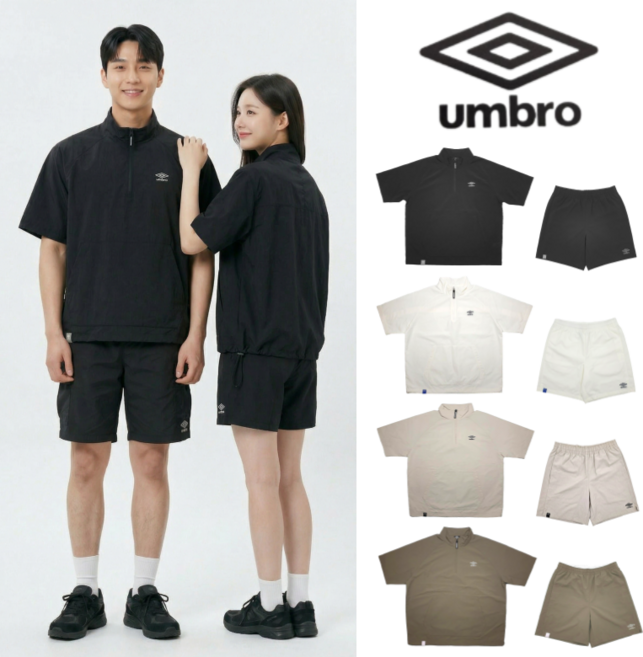 엄브로 클래식 반팔 아노락(스탠넥) + 반바지(4부) 남녀공용 세트
