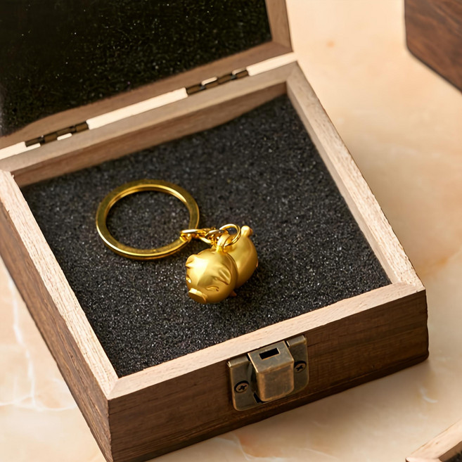 공구아울 재물운 황동거북 황동돼지 호리병 키링 행운상자 포함, 황동 돼지