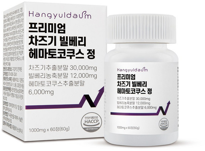 프리미엄 루테올린 차즈기 빌베리 헤마토코쿠스 결명자 당근 메리골드 1000mg 60정, 1개