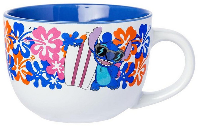 Silver Buffalo 디즈니 팀 버튼의 크리스마스 악몽 홀리데이 시즌의 크리핑 잭 스켈링턴 세라믹 수프 머그 스푼 포함 680.4g(24온스), Lilo and Stitch: Tropical Flow