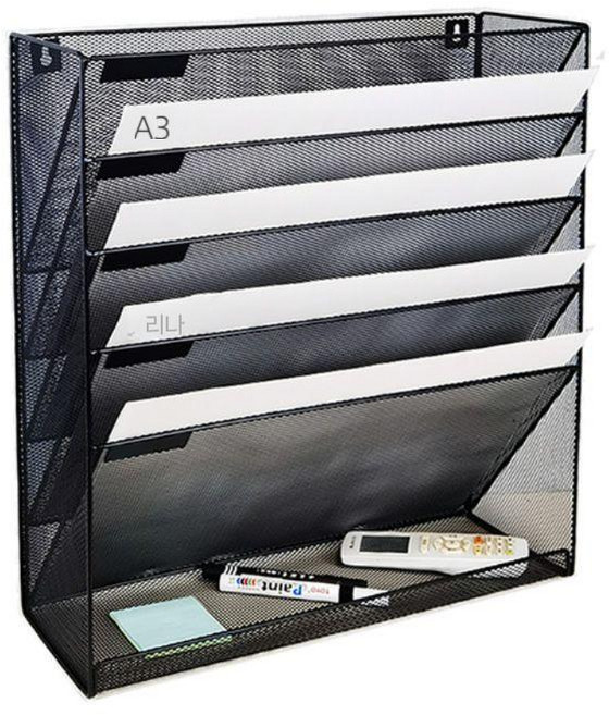 서류 보관함 경사형 문서 정리함 벽걸이 검정색 A3 3단 서류정리함 트레이 서류함 투명