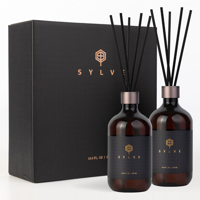 실브 프리미엄 디퓨저 천연 실내 방향제 선물 포장 섬유 리드스틱 포함, 2개, 500ml, 퓨어클린솝향