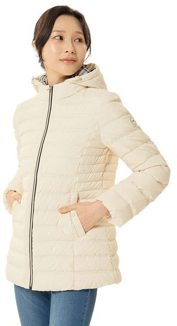 크로커다일레이디 크로커다일레이디 봄 체크안감 후드 경량 덕다운 점퍼_CLDSDW202