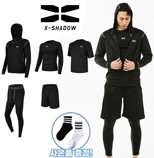 X-SHADOW 남자 운동복 5종1세트 올인원 헬스복 트레이닝복 요가복 레깅스 머슬핏