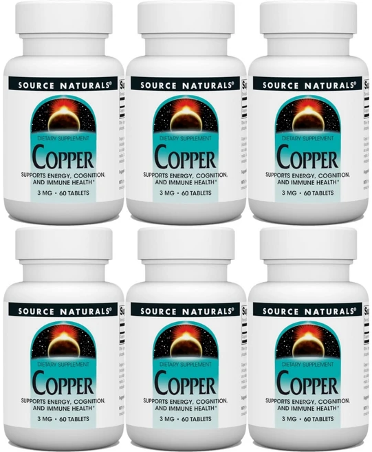Source Naturals 소스내추럴스 구리 3mg 테블릿, 60정, 6개 - 쿠팡