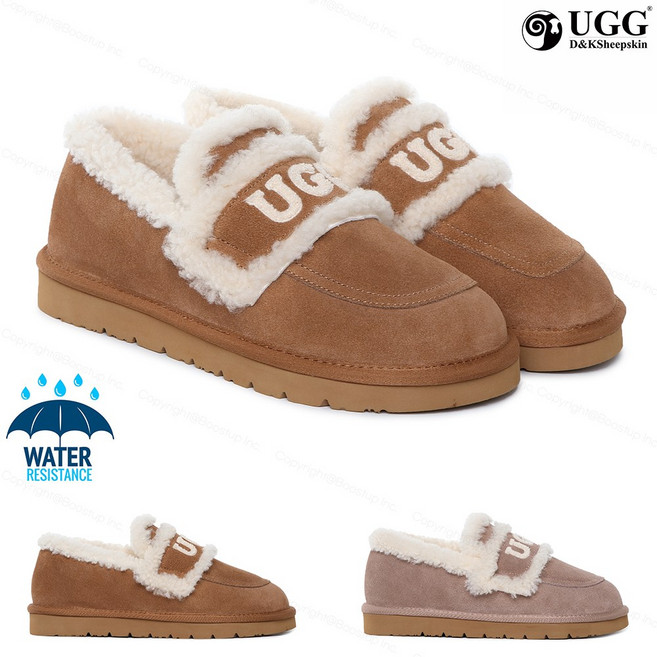 어그로퍼 호주 에린 로고자수 여성 양털 모카신 DK149