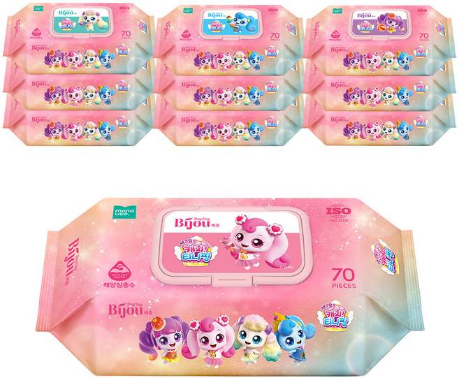 데이데이비쥬 알쏭달쏭 캐치 티니핑 물티슈, 70개입, 10개