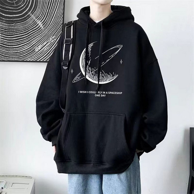 FANSYLI 남자 빅사이즈 티셔츠 8XL 봄가을 후드 프린팅 맨투맨 기본 티셔츠 학 생심플 루즈핏 캐주얼 통근 코트 XR2512D22