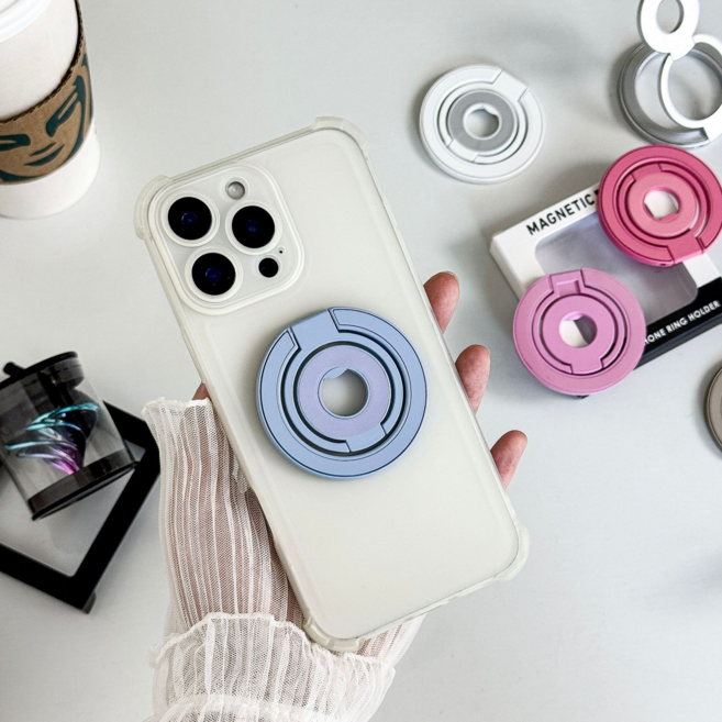 맥세이프그립톡 3단 양면 자석 거치대 탈부착 핸드폰 고리 거치대, 1개, 블루