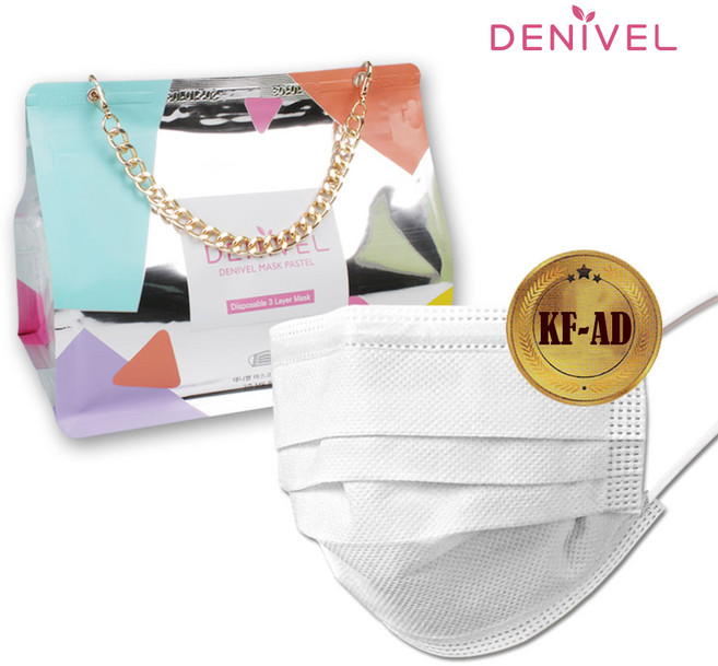 데니벨 마스크 파스텔 컬러 칼라 MB필터 일회용 덴탈, 30개입, 1개, KF-AD화이트30매