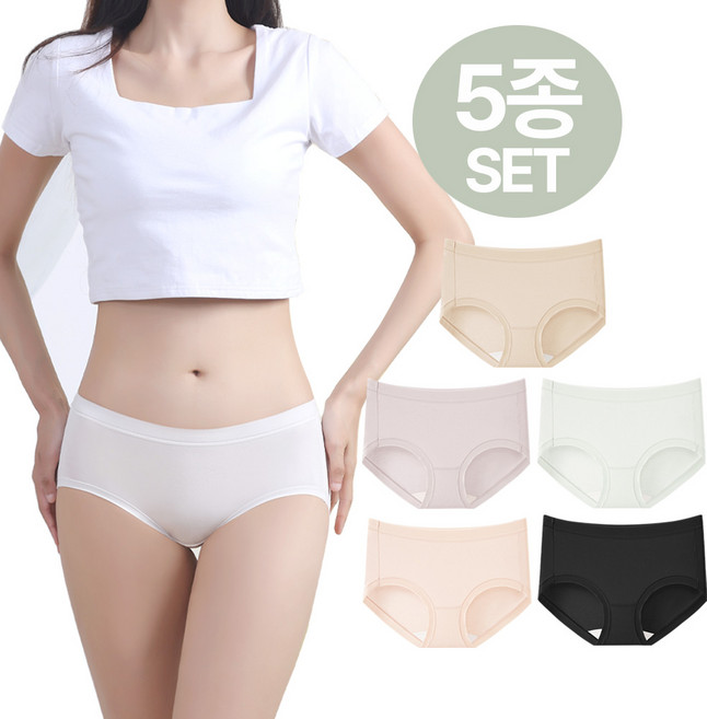 통기성 좋은 대나무섬유 뱀부 여성팬티 5장세트 Y존 무압박 속옷