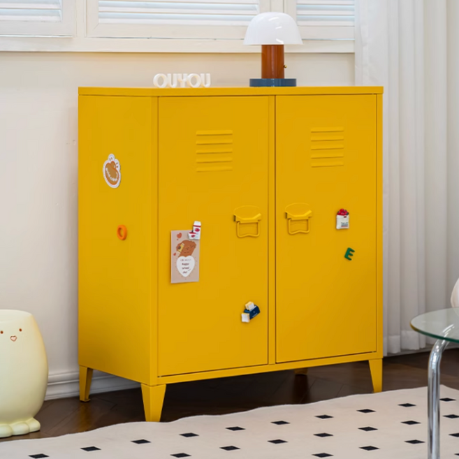 이센시아 모던 철제캐비넷 사물함 락카장 캐비닛 미니사물함, 2단, 옐로우