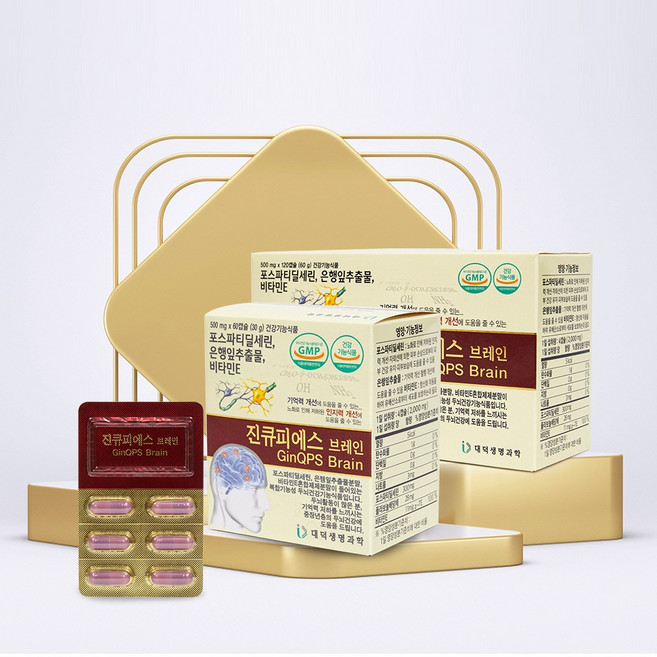 진큐피에스 브레인 500mgx120캡슐 기억력 인지기능개선 두뇌영양제 포스파티딜세린(1달분), 1박스, 120정