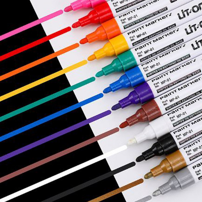 글라스펜 세트 와인잔낙서 유리 펜 유성 마카, 12개, 혼합색상