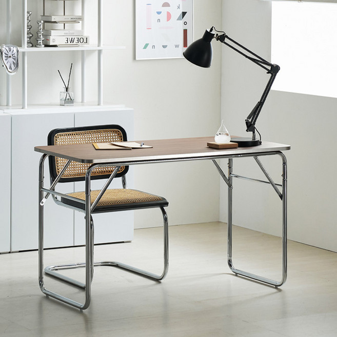 채우리 하든 미드센츄리 크롬 엣지 스틸 프레임 테이블 책상 식탁, 월넛