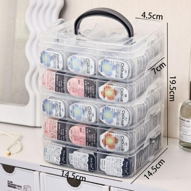 정리 보관함 데일리렌즈 콘택트렌즈 서랍장 투명 정리함 일회용 용이 케이스, 투명 30그리드 커버