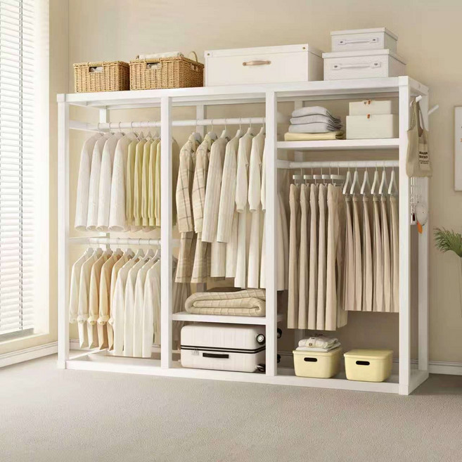 모던홈 대용량 철제 시스템 드레스룸 행거 다용도 옷장, 블랙