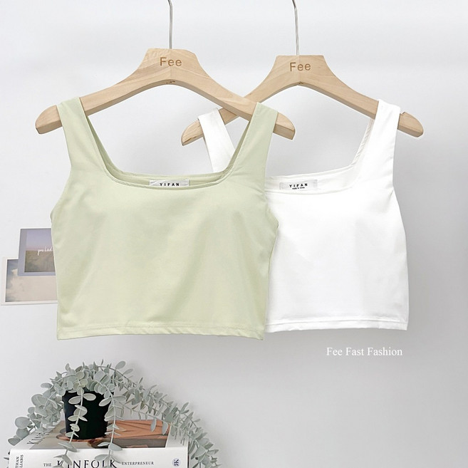 冰絲棉寬肩帶小胸福星 Bra top 涼感 bra top 冰絲小可愛 冰絲背心 韓系女裝 秋冬
