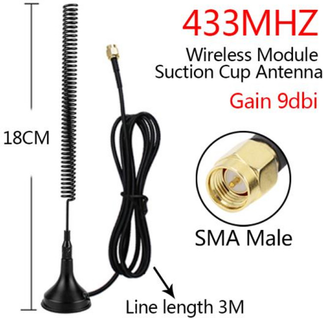 GWS 로라 스마트 미터 판독 시스템 SMA 수 무선 모듈 전방향 LORAWAN 흡반 안테나 3M RG174 433mhz, 18cm 9dbi, 04 18cm 9dbi