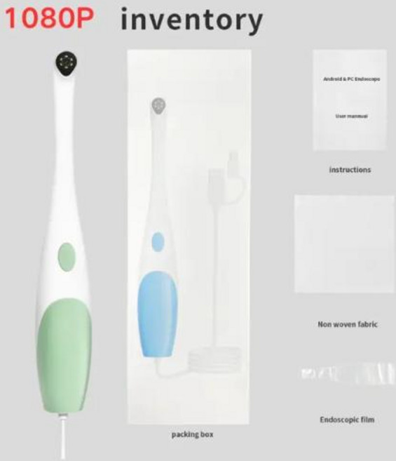 구강카메라 미니 홈 검사 디지털 현미경 구강 480/1080P HD 3 in 1 USB 안드로이드 PC용, 1개, 2) green 1080P, 2) 1m - green 1080P