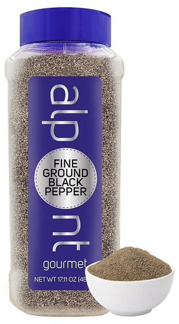 ALPONT GOURMET 그라운드 블랙 페퍼 - 요리용 후추 시즈닝 스테이크 고기 닭고기 채소용 페퍼콘 파우더 485g(17.10온스) 241810, 17.11 Ounce (485g), 485g