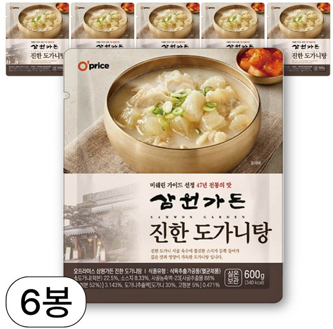 오프라이스 삼원가든 진한 도가니탕, 6개, 600g