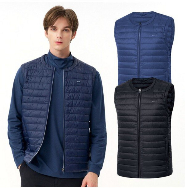 비티알 비티알 BTR 2204VB728M 라운드넥 이너 남자 겨울 골프 경량 패딩 조끼