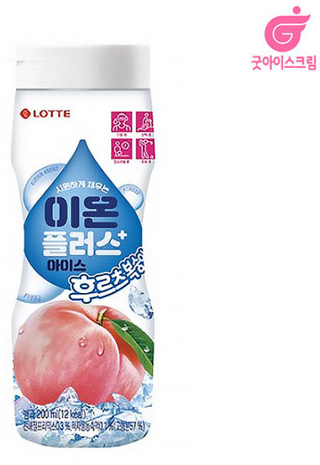 롯데웰푸드 이온플러스 아이스 후르츠 복숭아 1박스 신상품 신제품, 15개, 200ml