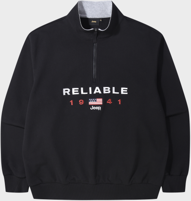 지프 JEEP [360g] USA 1941 하프집업 맨투맨 (JR5TSU839BK) JR5TSU839BK 252615