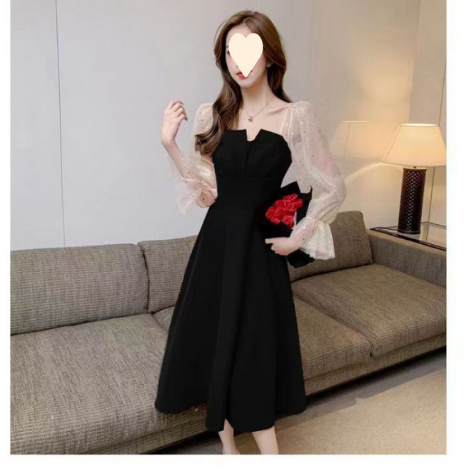 法式氣質連衣裙 敬酒服 訂婚禮服 新娘禮服 回門服 絲絨面料 收腰顯瘦, JY336黑色