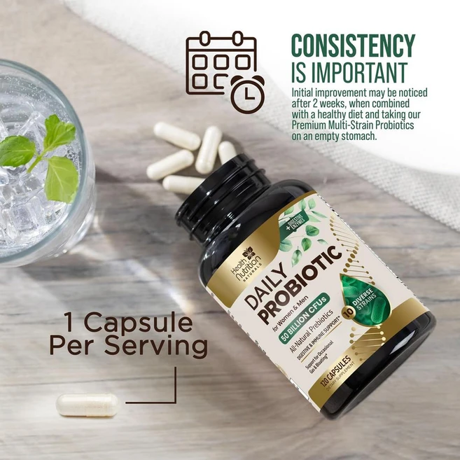프로바이오틱스 600억 CFU 10가지 균주 소화 장 건강 지원 프리바이오틱스 가스 팽만감 데일리 프로바이오, 120 Count (Pack of 1), 1개 - 쿠팡